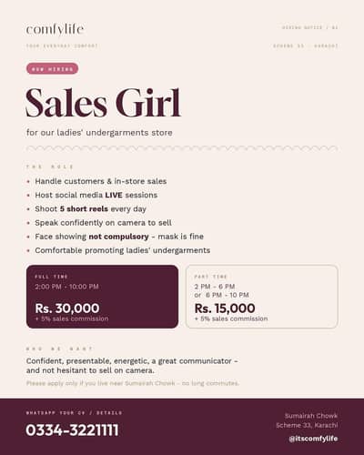 Sales Girl Required