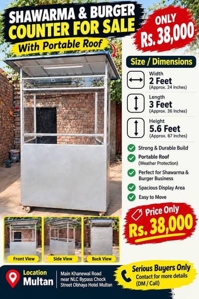 Shawarma & Burger Counter available for sale in Multan.