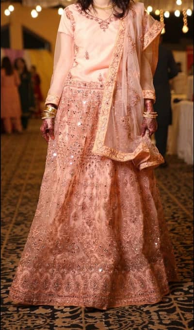 Peach Mirror Work Sharara Suit | Party Wear Wedding Dress