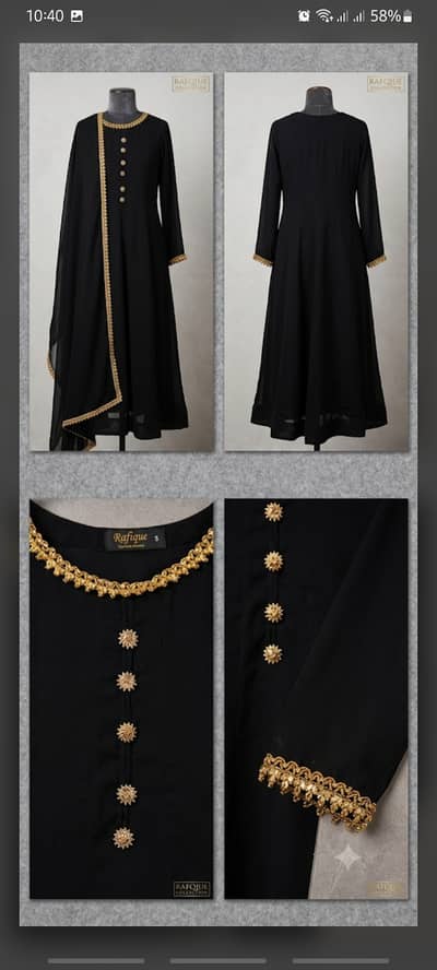 Black Chiffon Anarkali 3-Piece Dress with Trouser & Dupatta | Ages 13–