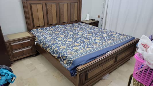 Complete Bedroom Set: Pure Wood Bed, Mattress & Side Tables
