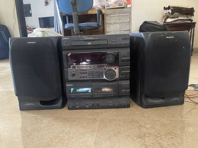 Audio cassette player with speakers