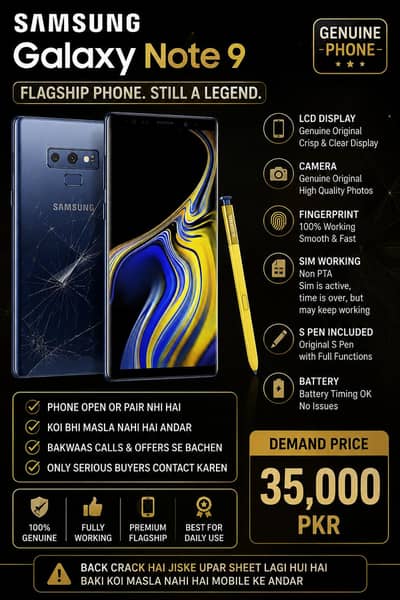 Samsung note 9 mobile for sale