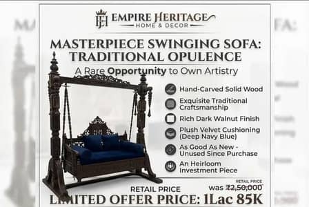 Carved Wooden Swinging Sofa | Wooden Chinioti Swing for Sale