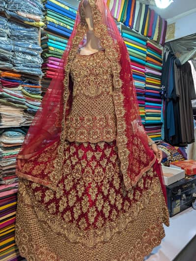 bridal lehenga naqshi dabka hand made