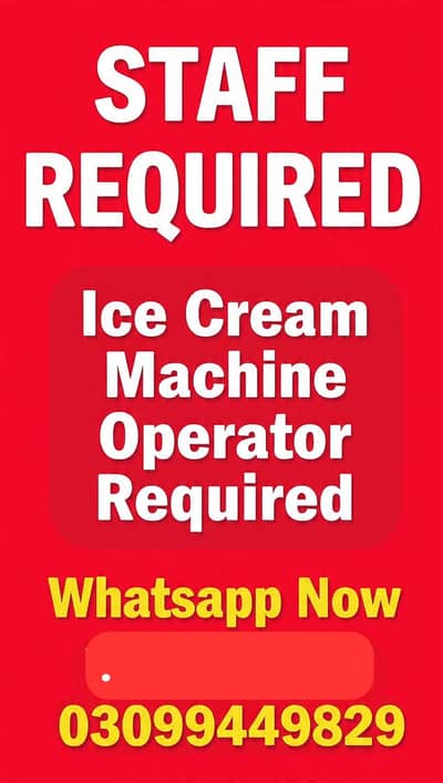 Ice cream operator required