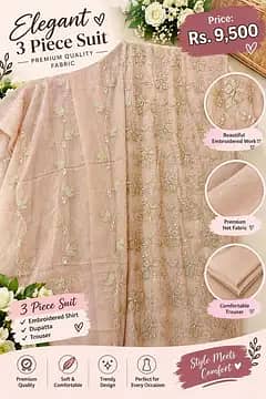 beautiful 3piece embroidered suit elegant pastel