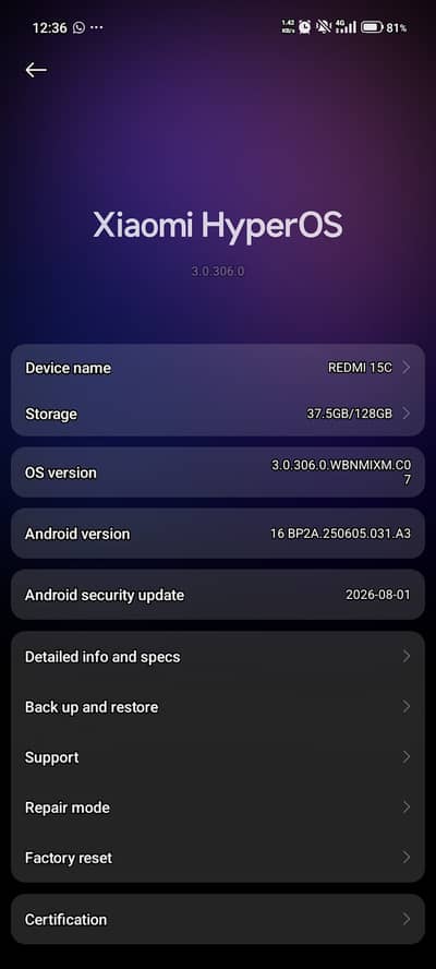 Xiamoi Redmi 15C for sale 10/10 condition