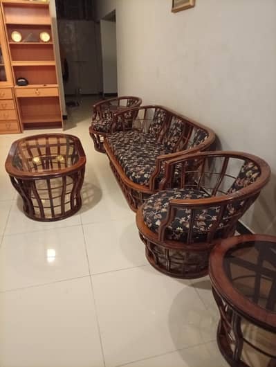 5 seater sofa with one big table and two small tables