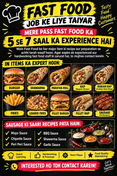 I am fastfood professional chef
