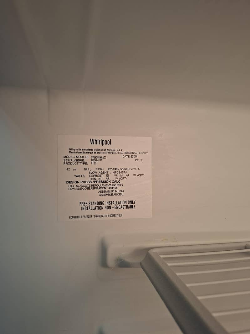 Whirpool Vertical Freezer 6