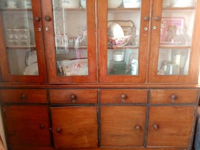 Solid Wood Crockery Showcase / Cabinet – Great Condition