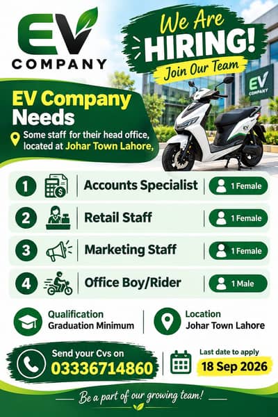 Staff Required in EV Company