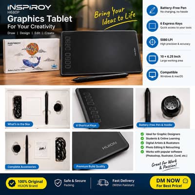 Huion Inspiroy H680P Graphics Drawing Tablet – Used – Complete Set