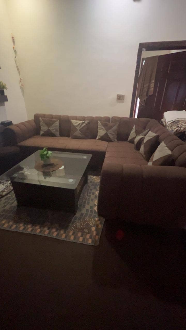 L shape sofa set with center table 0
