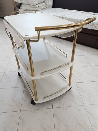 Brand New Al Fateh Food Trolley / Serving Cart, Foldable Top
