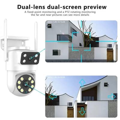 Dual Lens PTZ 8MP Wireless IP Camera Security Waterproof