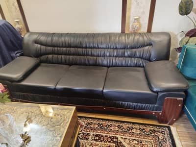black leather sofa ,lounge chairs,TV trolley and study chair