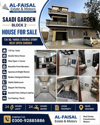 SAADI GARDEN BLOCK 2 BRAND NEW BEAUTIFUL HOUSE FOR SALE