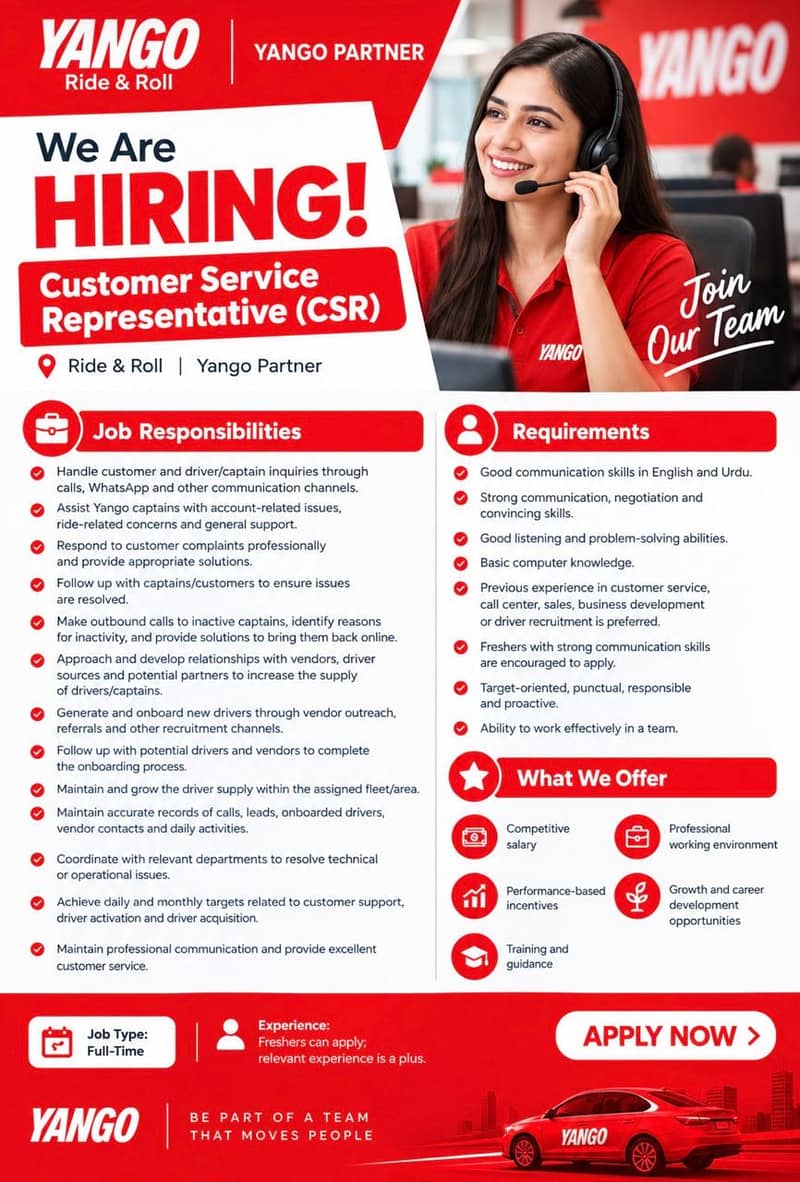 Customer support Representative-Yango 0