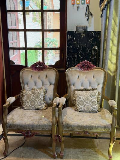 2 Elegant Wooden Armchairs for Sale