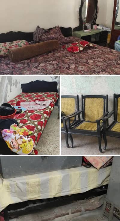 pure wodden 3 bed single ssing 4 chair table with out mattress