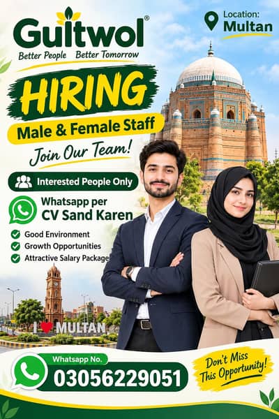 male and female sttaf required