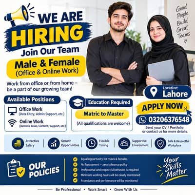 we are hiring male female for office and online work