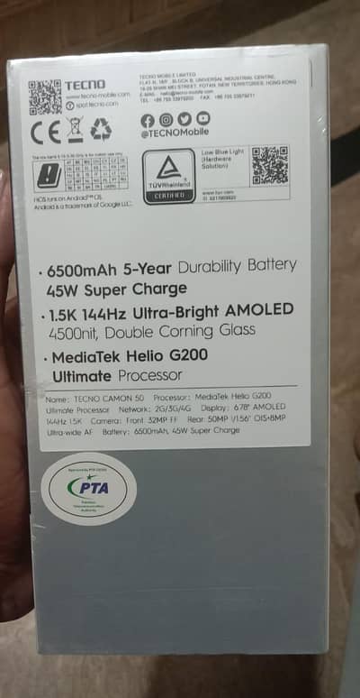 Tecno camon 50 mobile box peck