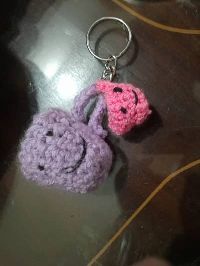 cute small crochet cups keychain
