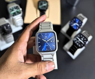 Premium Blue Dial Stainless Steel Men’s Watch | Stylish Square Design