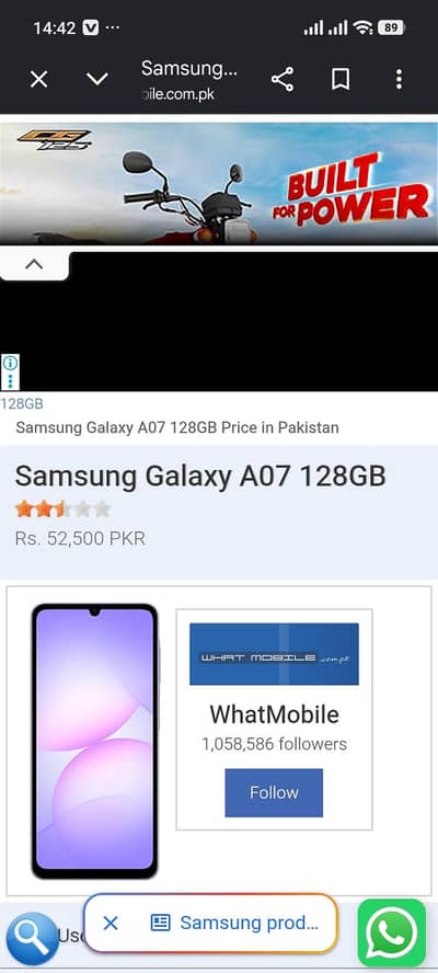 Samsung Mobile A07 4gb 128gb variant with 3 months warranty remaining