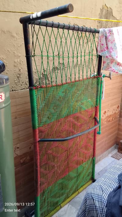 spring mattress king size and iron charpai