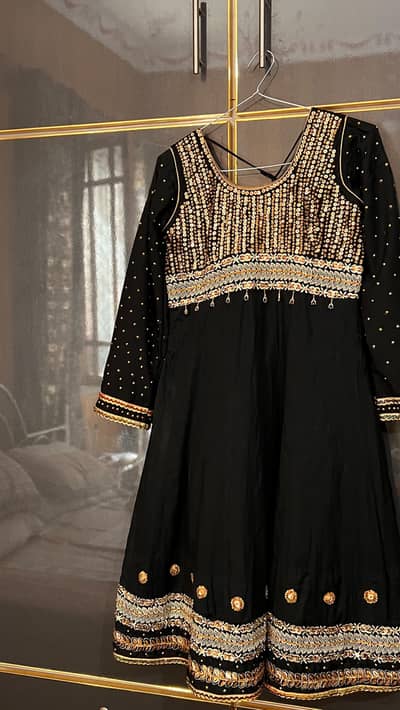 black elegant party wear frock handmade