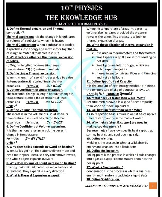 Class 9/10 Chemistry Handwritten Notes PDF - Board Exam 1