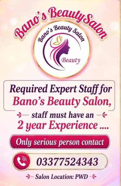 Urgent Required: Experienced Female Beauty Salon Staff