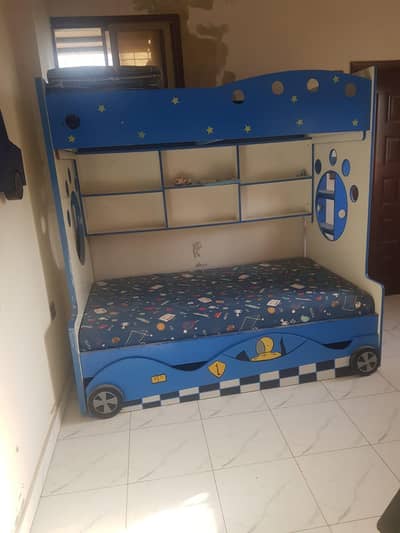 3 Bed, Kids Bunk Bed – Racing Car Design + Mattress