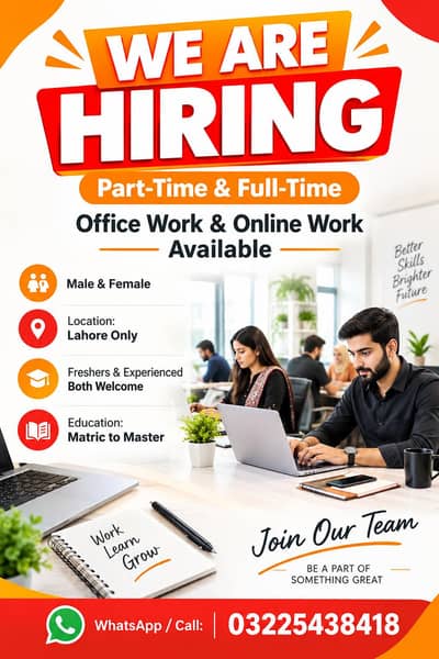 Part Time Work Available for Male and Female