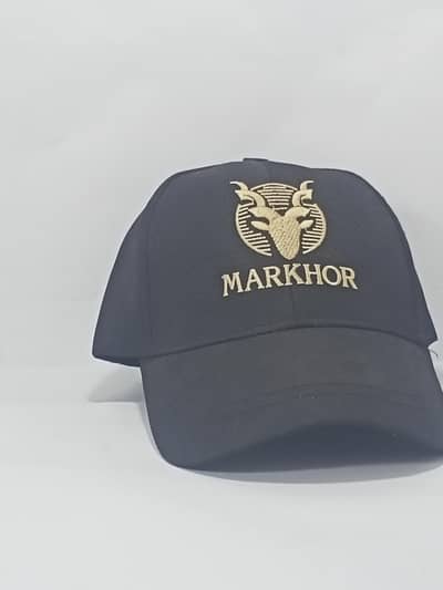 Premium Markhor Embroidered Black P-Cap (Brand New Condition)