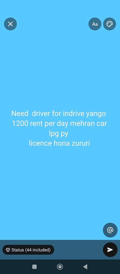 Mehran car lpg py ha driver chahiye licence bna ho