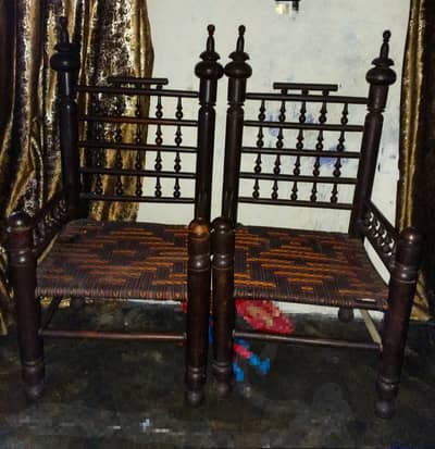 Two wooden room chairs