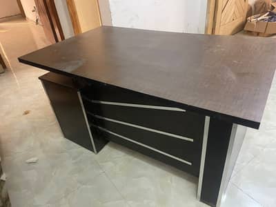 3 Office tables executive with side racks & glass