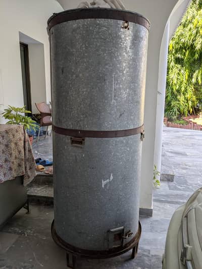 Wheat Storage metal trunk with iron stand