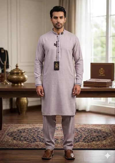 Lilac Khaddar 7 Meter Suit for Men – 100% Cotton