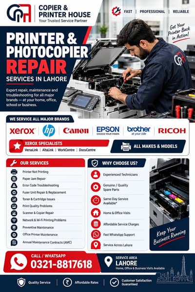 Printer Repair Lahore Xerox, HP, Canon, Ricoh, Epson |Same Day Service