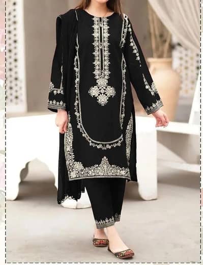 Brand New A Sling 2pc Black Lawn Embroidered Suit Unstitched