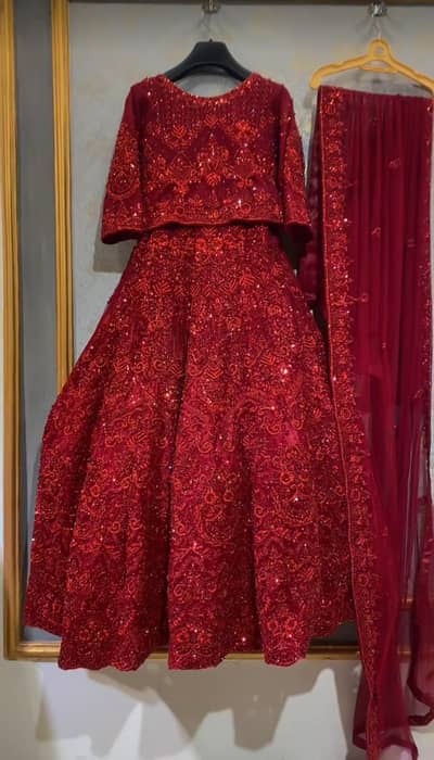 Red On Red Lengha Available for Sale