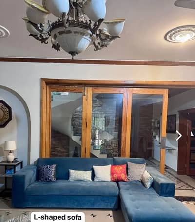 L shape sofa molty foam nd fabric shamoo jee interior