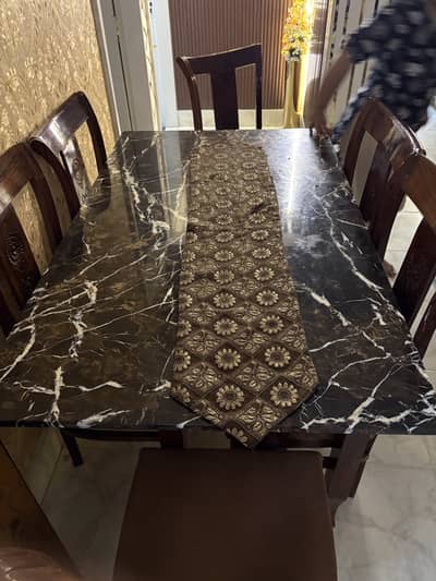 6 chairs marble dining table