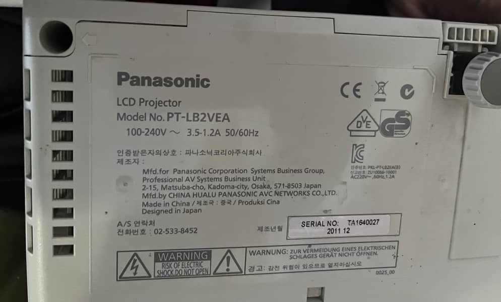 PANASONIC PROJECTOR 0